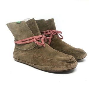 Sanuk soulshine moccasin booties suede leather